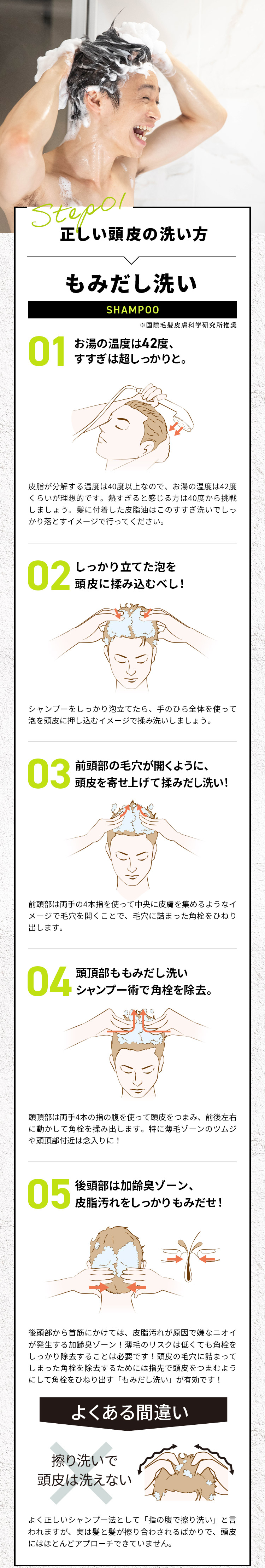 Step01 正しい頭皮の洗い方 