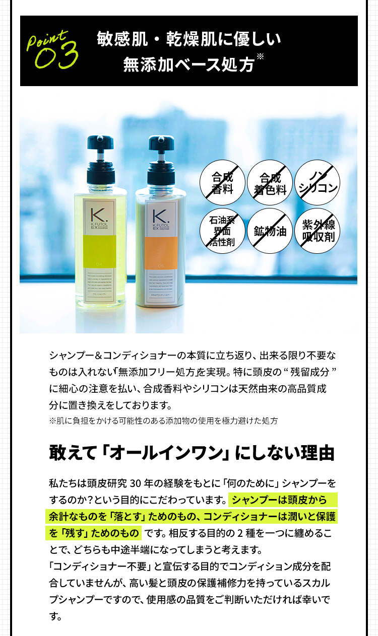 Point 03 敏感肌・乾燥肌に優しい 無添加ベース処方