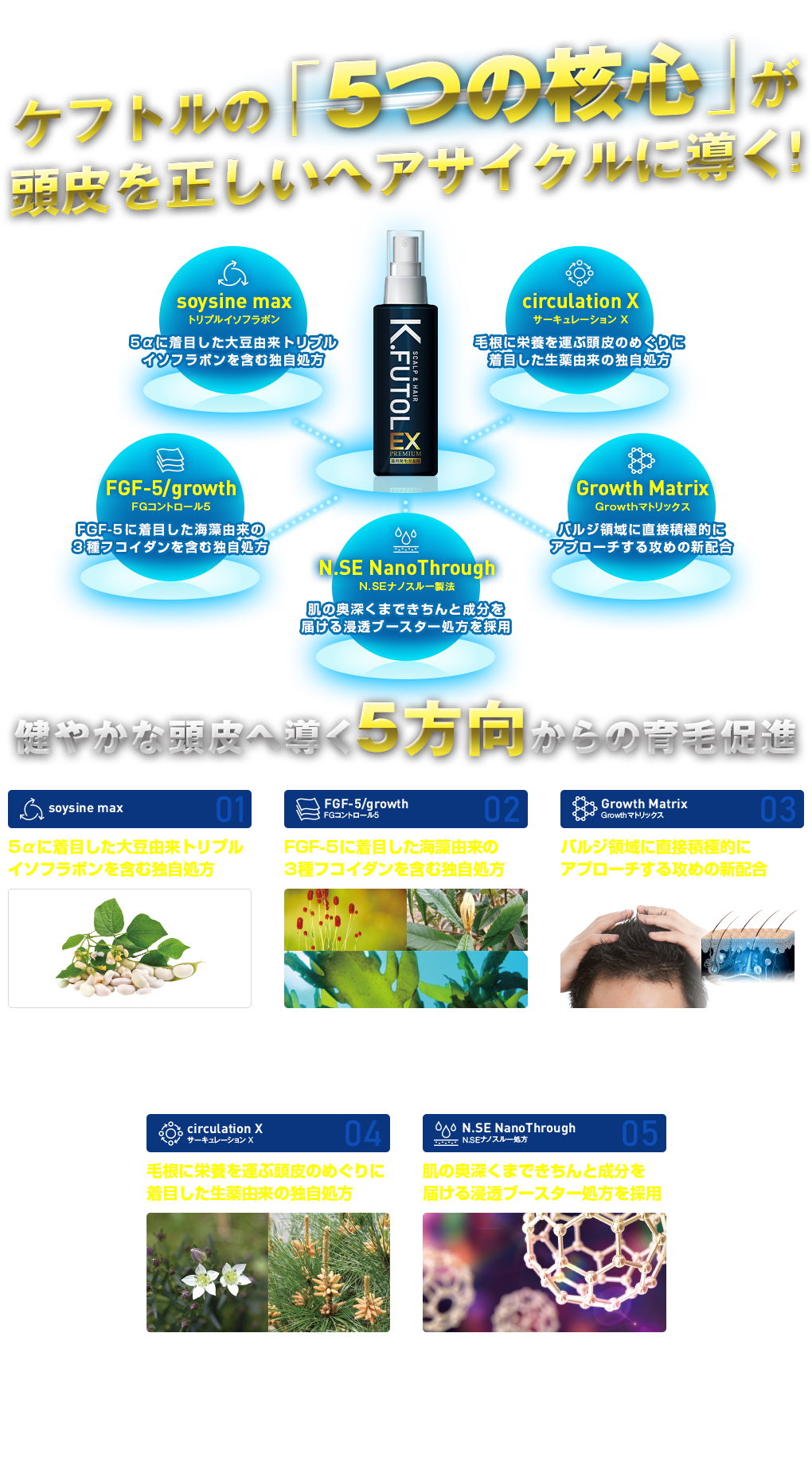 ケフトルの「5つの核心」が 頭皮を正しいヘアサイクルに導く!
