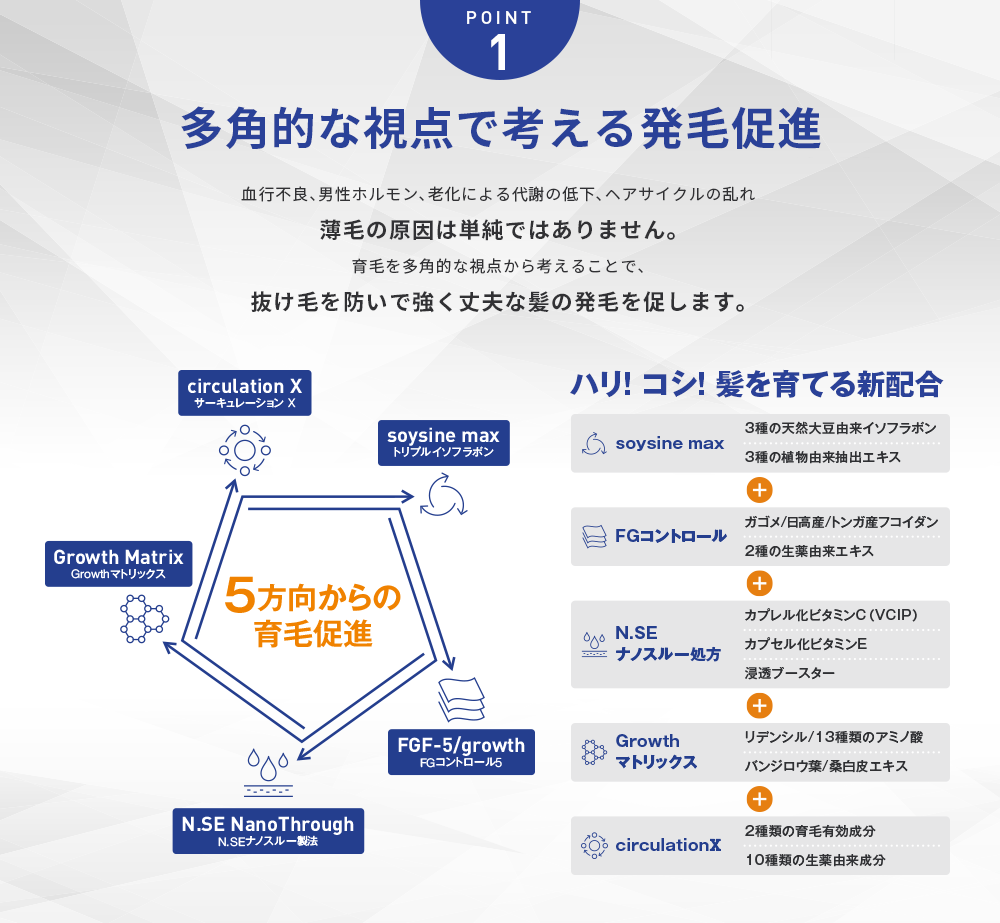 POINT1 多角的な視点で考える発毛促進