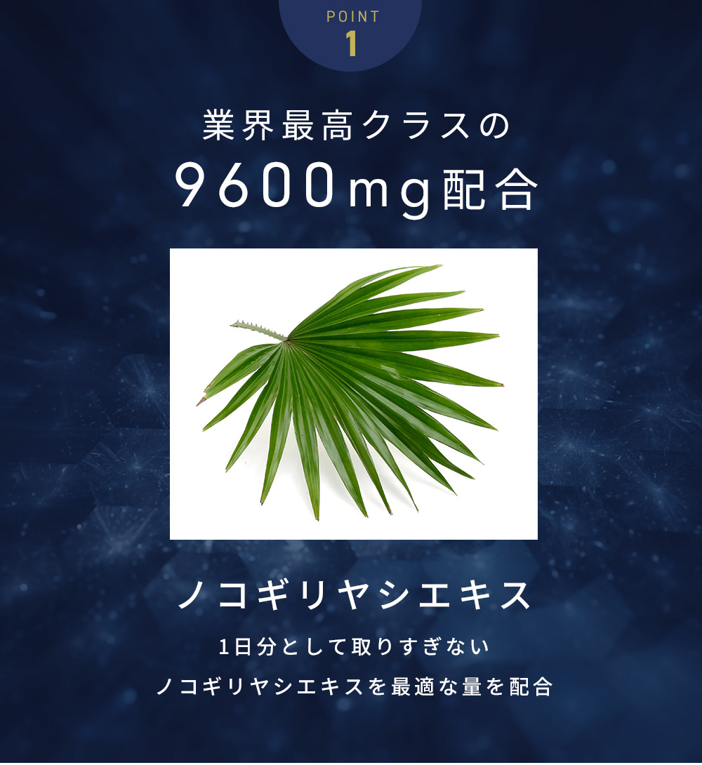 POINT1行かい最高クラスの9600mg配合ノコギリヤシエキス